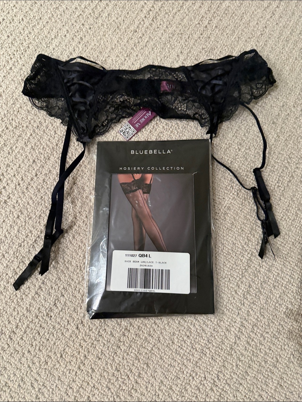Adore Me Lace Garter Belt with Bluebella Back Seam Lace thigh highs set - NEW!